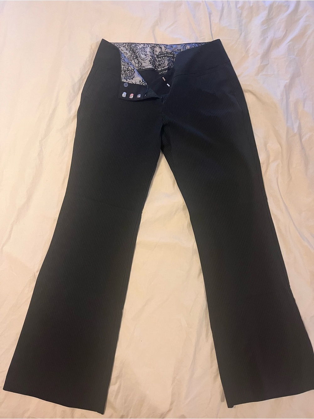 Metaphor Black Pinstripe Boot Cut Dress Pants